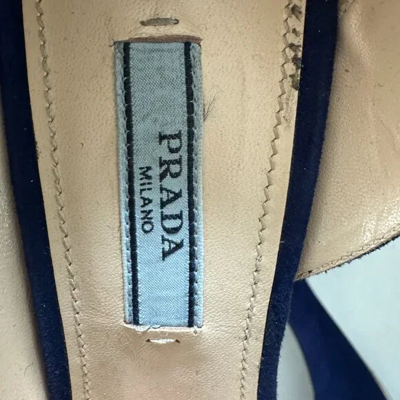 Blue and Black Authentic Prada Pumps - Picture 5 of 10